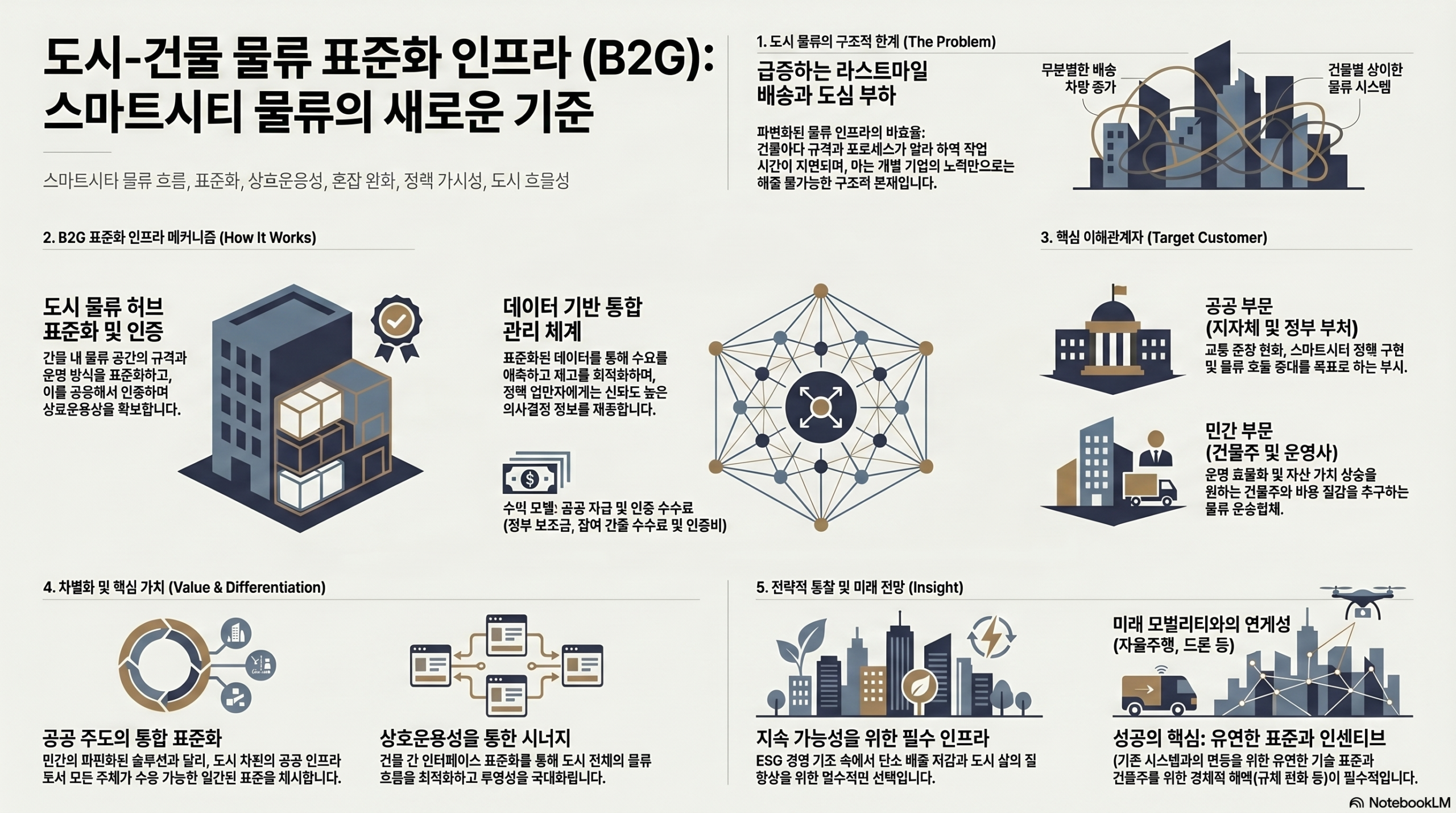 도시-건물 물류 표준화 인프라(B2G) 월요일 인포그래픽 — NotebookLM 원본 비율