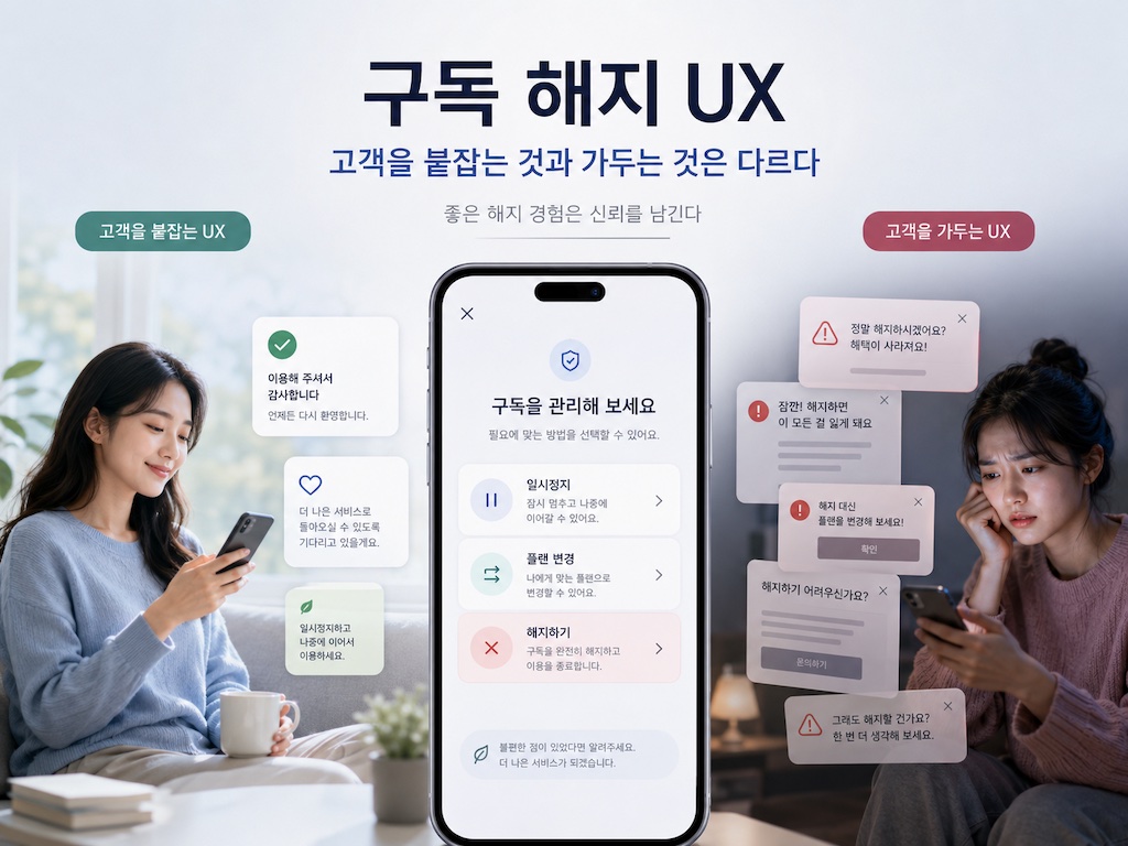 구독 해지 UX: 고객을 붙잡는 것과 가두는 것은 다르다 본문 이미지